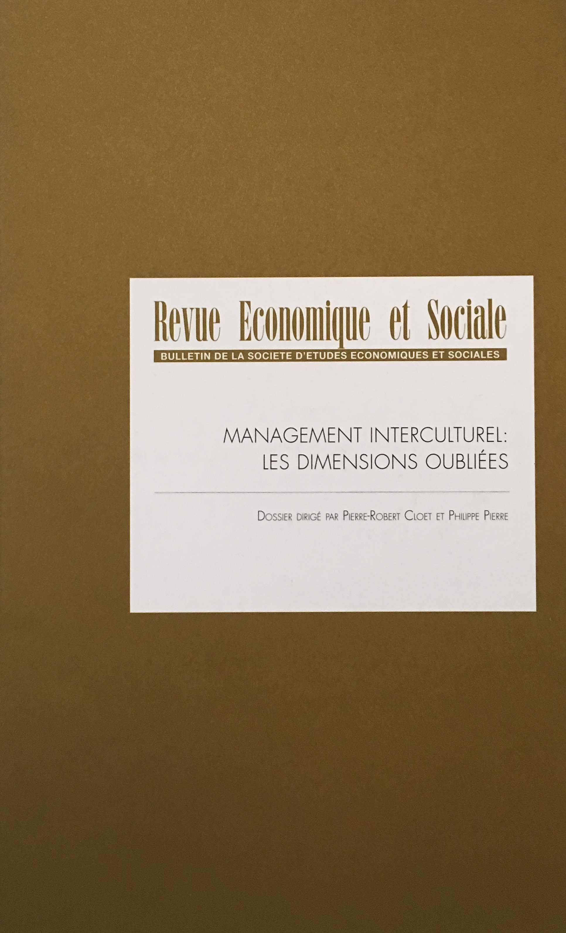 Revue Economique et Sociale numéro 75 1ère de couverture